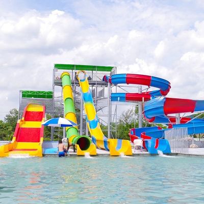 quality Comfortable Outside Water Slides Fiberglass Waterslides Holiday Resort Combined factory