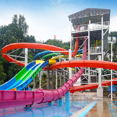 Large Water Park Equipment Fiberglass High Speed Combination Slides