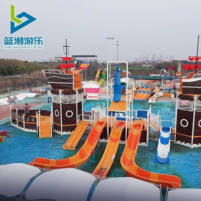 Family and Children Used Big Fiberglalss Slide Pirate Boat Water Park House