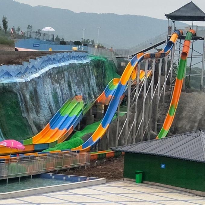 Fiberglass Water Park Speed Water Slides Colorful Design 180 Guests/Hr 1