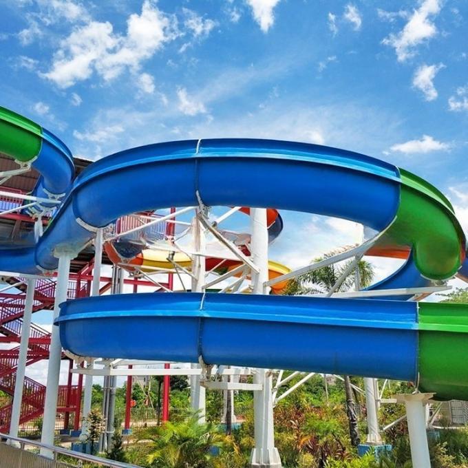 Environmental Friendly Spiral Water Slide Playground Equipment 8m Height 0