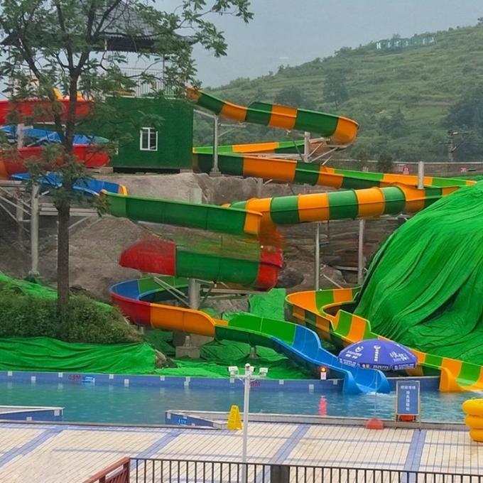 Colorful Design Fiberglass Pool Spiral Slide LANCHAO-WS07 For Aqua Theme Park 1
