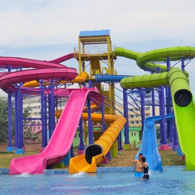 Colorful Design Fiberglass Pool Spiral Slide LANCHAO-WS07 For Aqua Theme Park 2