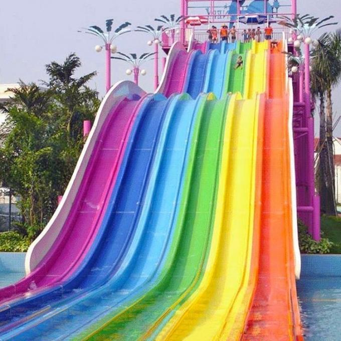 Colorful Design Fiberglass Rainbow Water Slide Equipment Racing For  Pool 0