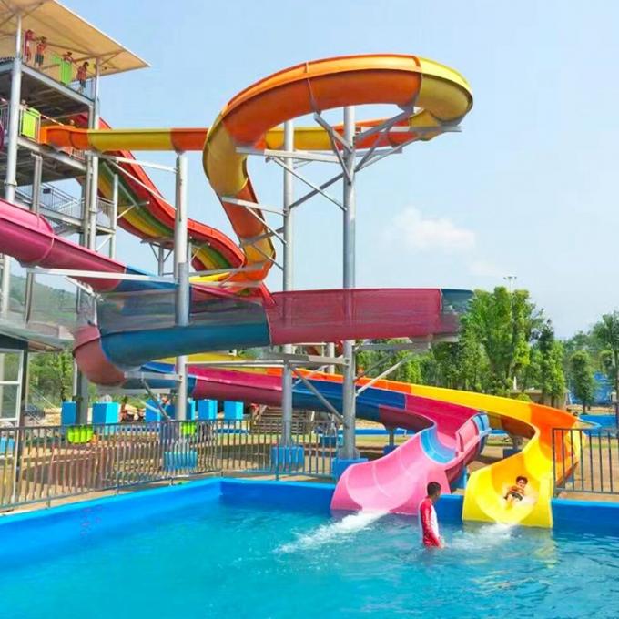 Swimming Pool Fiberglass Colorful Water Park Slide For Adult 2