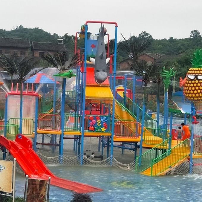 Multicolored Splash Water Playground Aqua Park Equipment 45KW With Kids Slide 1