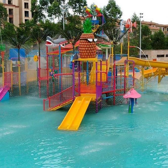 Multicolored Splash Water Playground Aqua Park Equipment 45KW With Kids Slide 3