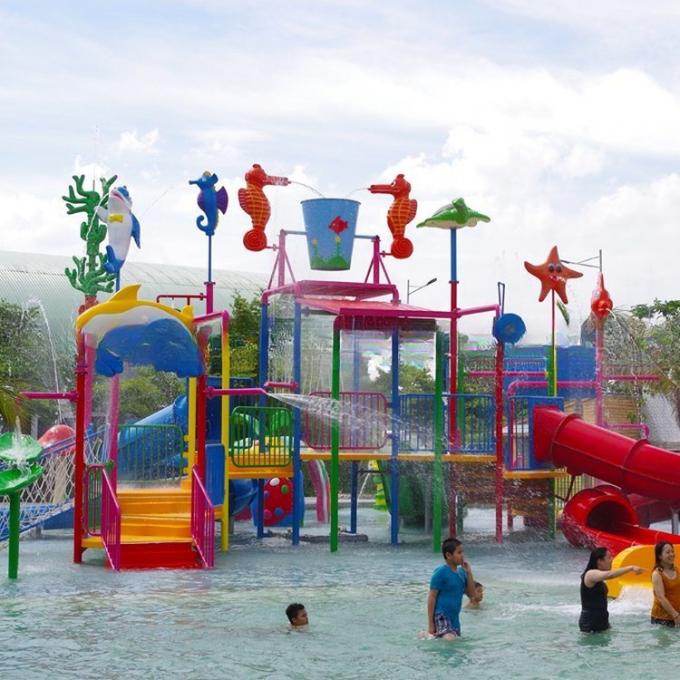 Anti Static Park Resort Splash Water Playground Equipment With Spiral Slide 0