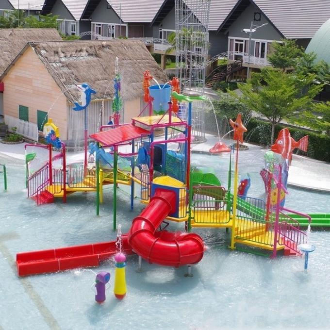 Anti Static Park Resort Splash Water Playground Equipment With Spiral Slide 1
